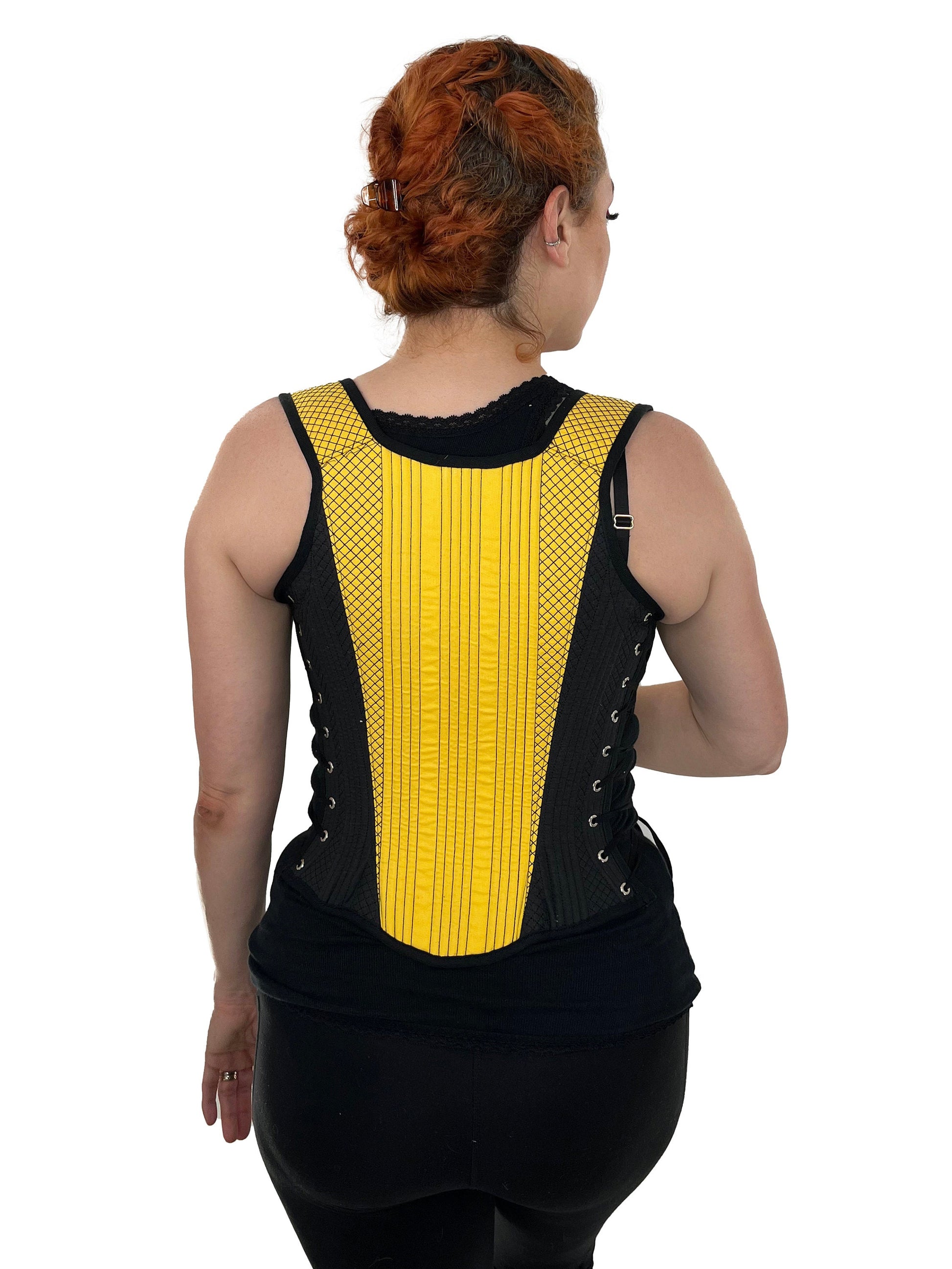 Elizabethan Hybrid Stays - Yellow and Black - Fully Boned - Multiple Sizes