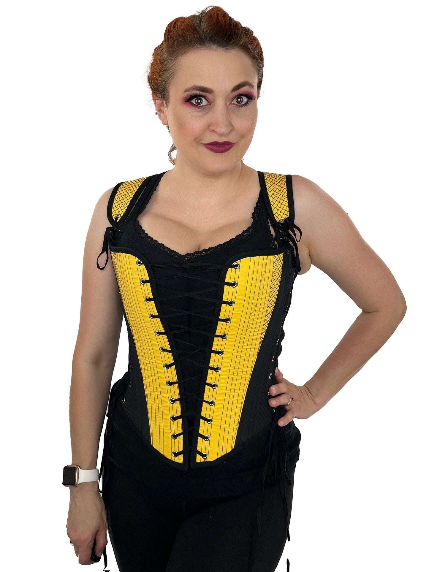 Elizabethan Hybrid Stays - Yellow and Black - Fully Boned - Multiple Sizes