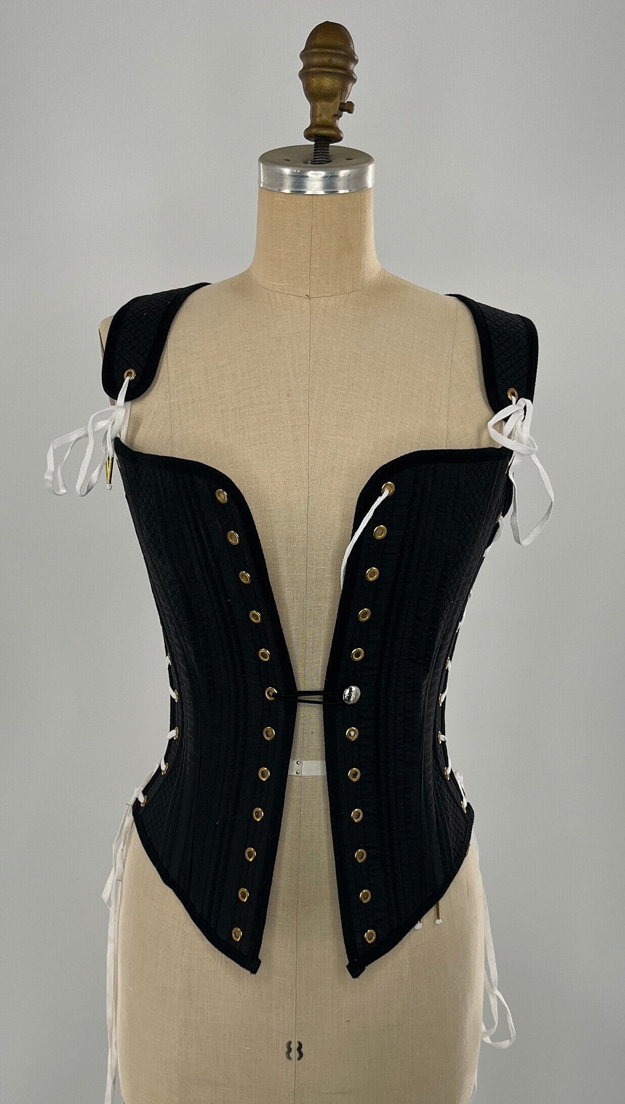 Black Hybrid Elizabethan Stays (Bodice) - Fully Boned - Multiple Sizes