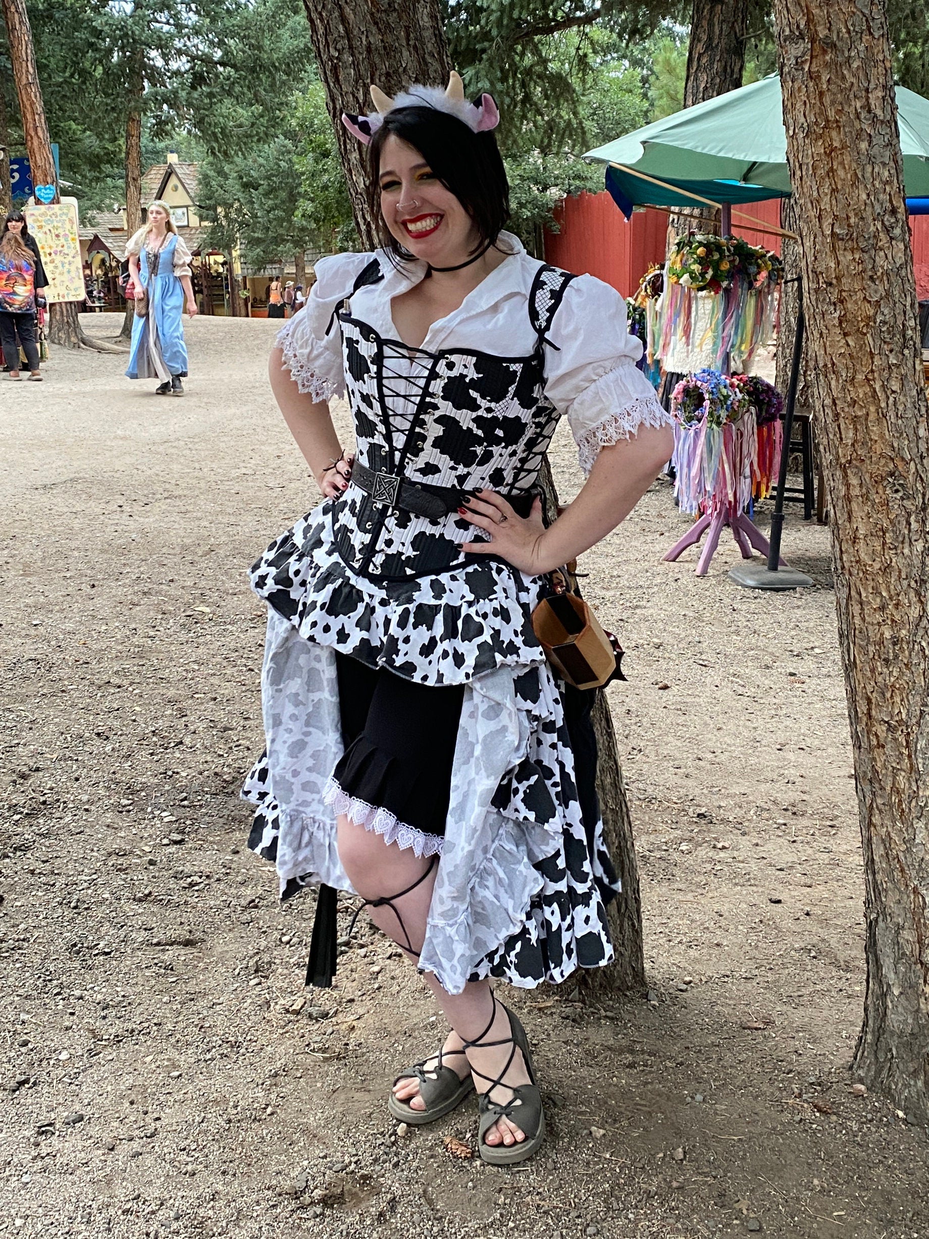 Renaissance Festival Cow Outfit - Bodice, Shirt, and Skirt