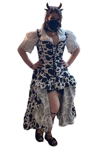 Renaissance Festival Cow Outfit - Bodice, Shirt, and Skirt