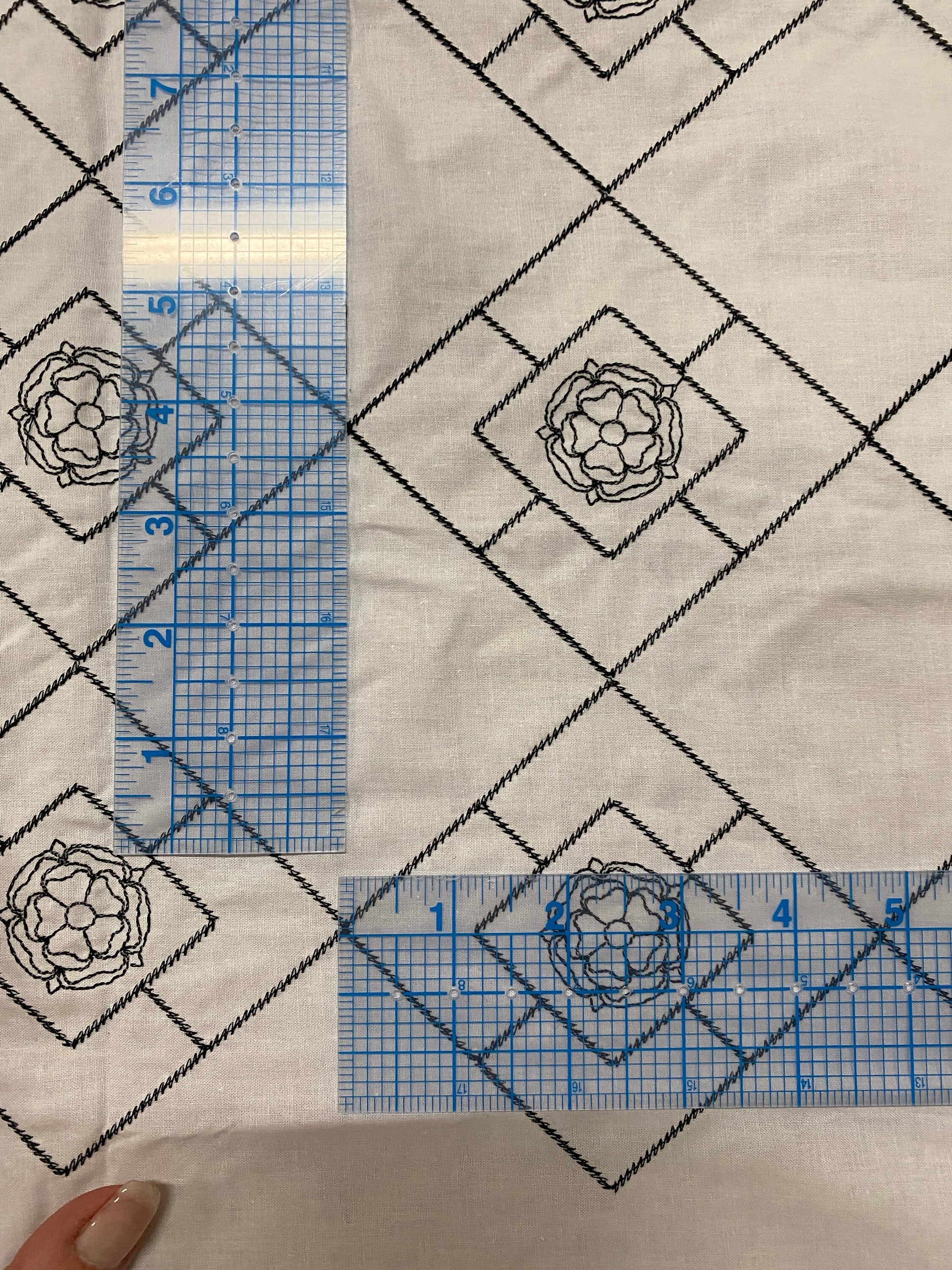 Tudor Rose Diamonds Blackwork Embroidery panel for Historical Sewers