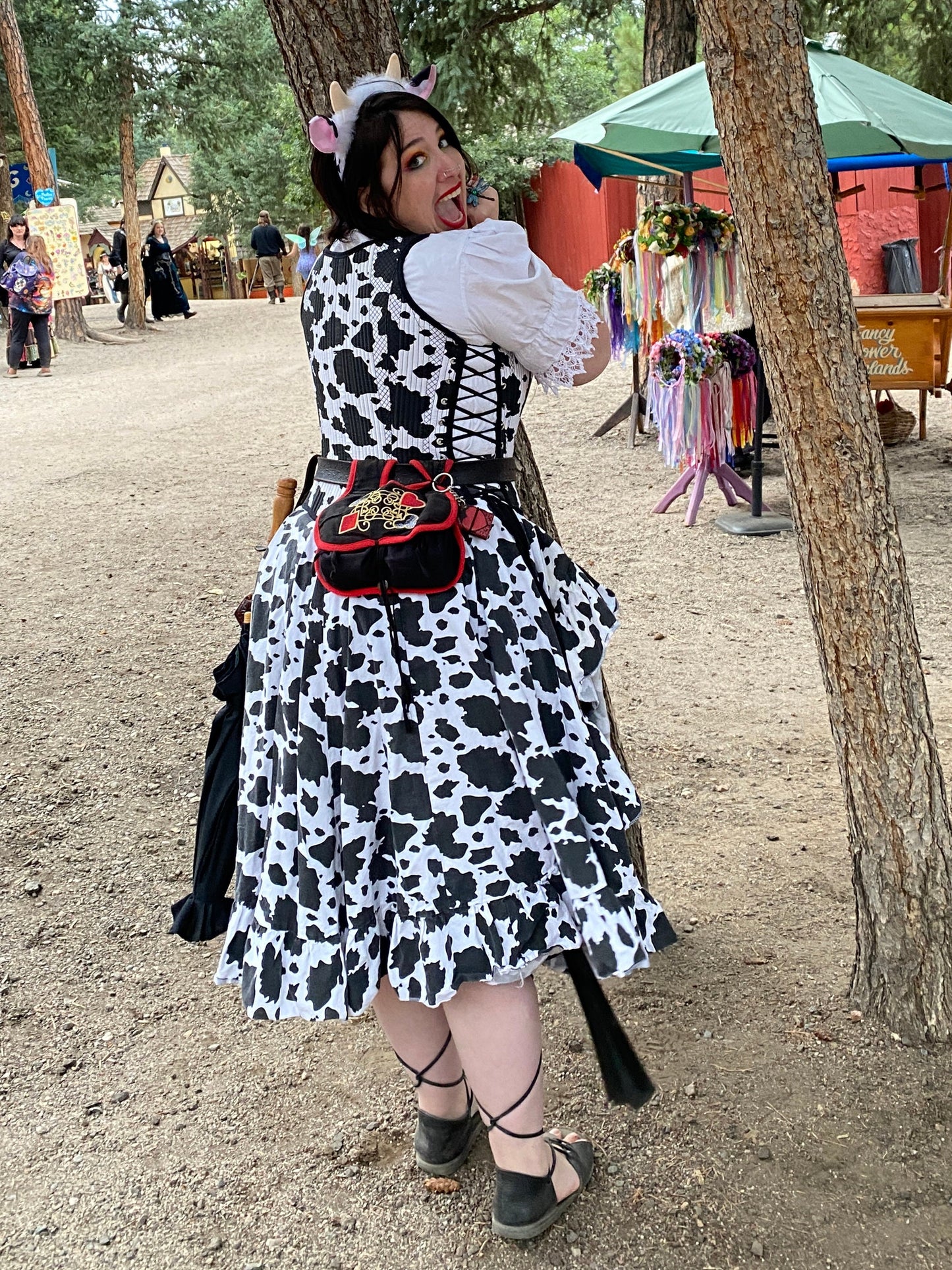 Renaissance Festival Cow Outfit - Bodice, Shirt, and Skirt