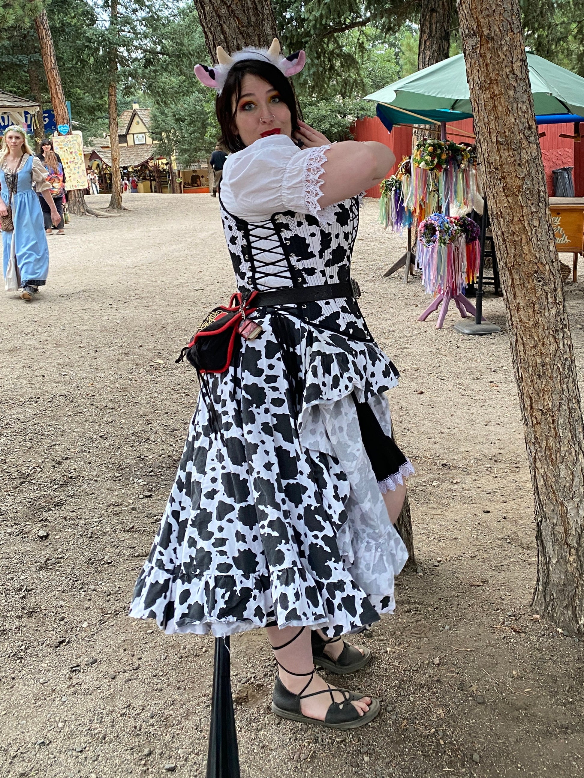 Renaissance Festival Cow Outfit - Bodice, Shirt, and Skirt