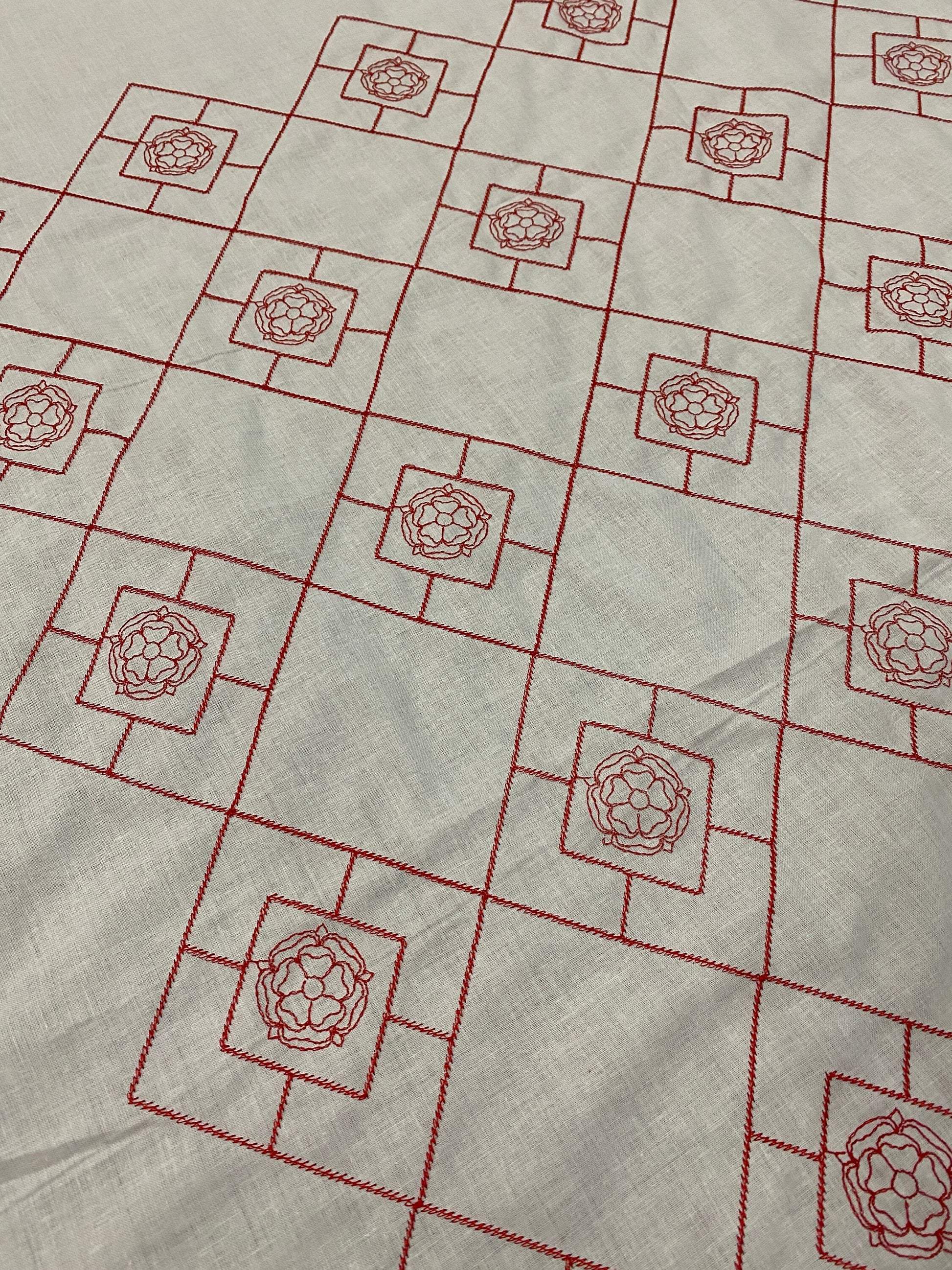 Tudor Rose Diamonds Blackwork Embroidery panel for Historical Sewers