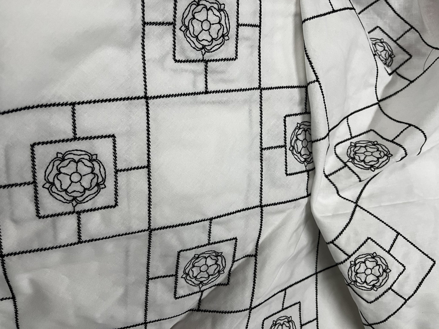 Tudor Rose Diamonds Blackwork Embroidery panel for Historical Sewers