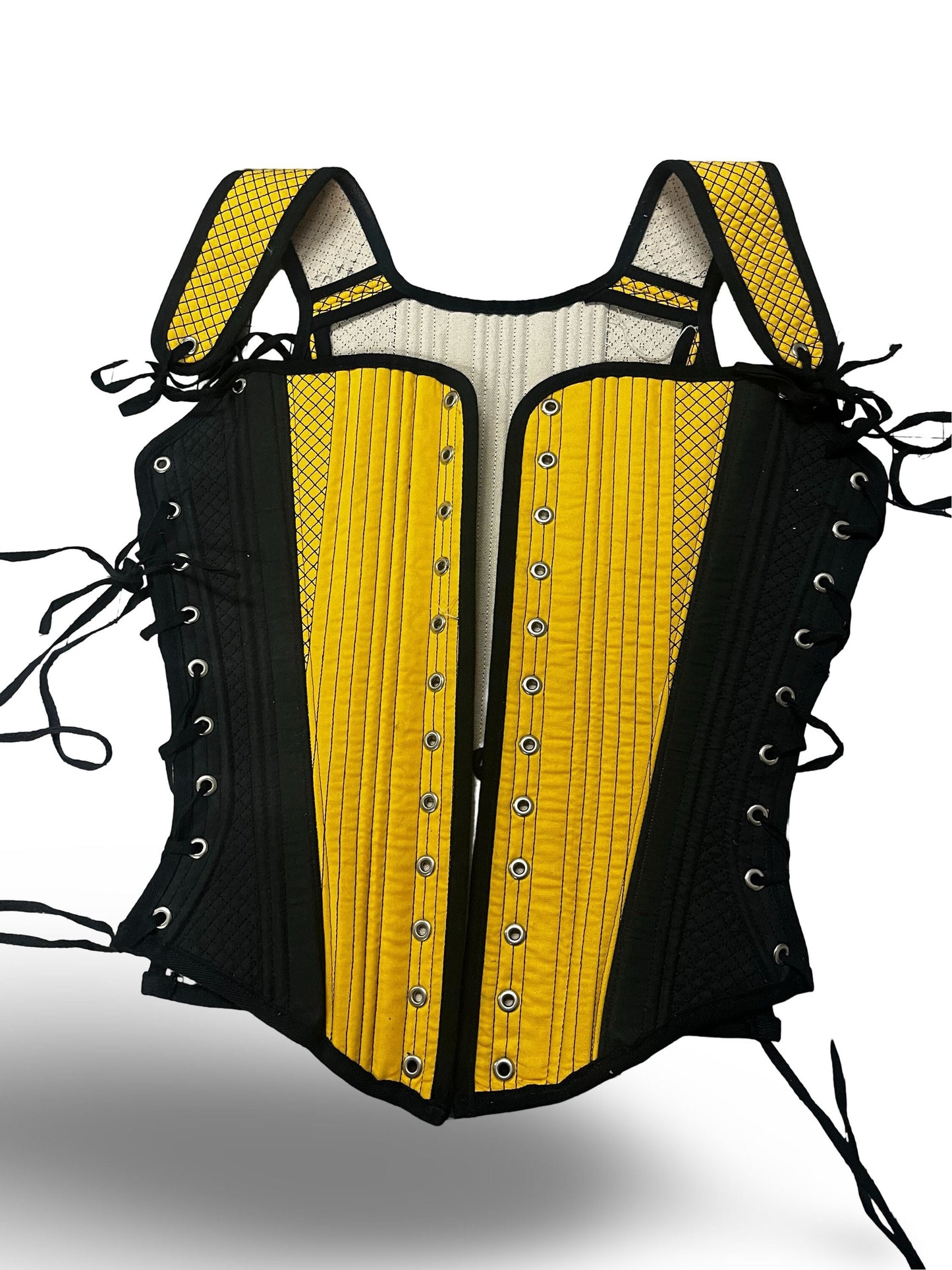 Damaged Sale** Elizabethan Hybrid Stays - Yellow and Black - Fully Boned - Size 24